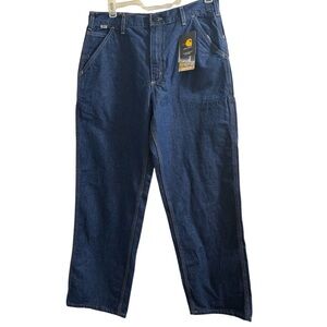 Carhartt Men's Blue Relaxed Jeans FRB130NM 36”X32” FLAME-RESISTANT New with Tags